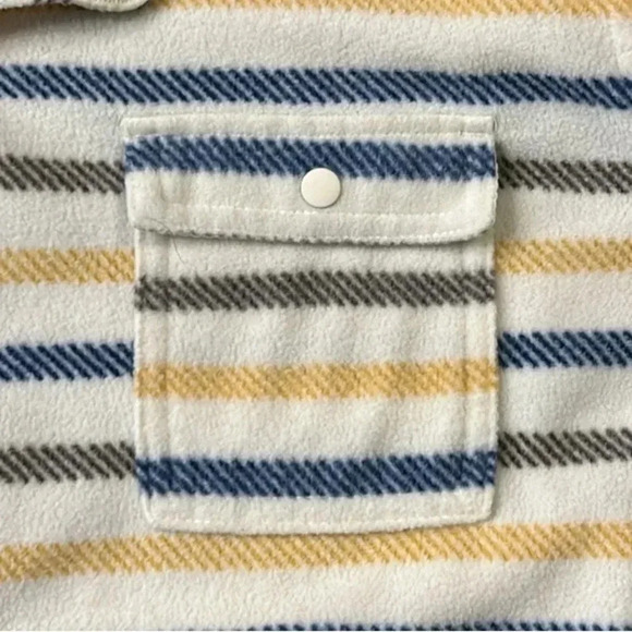 O'Neill Women's Polar Fleece Button Up Shirt Jacket Size XXL Yellow Blue Striped - Picture 11 of 13
